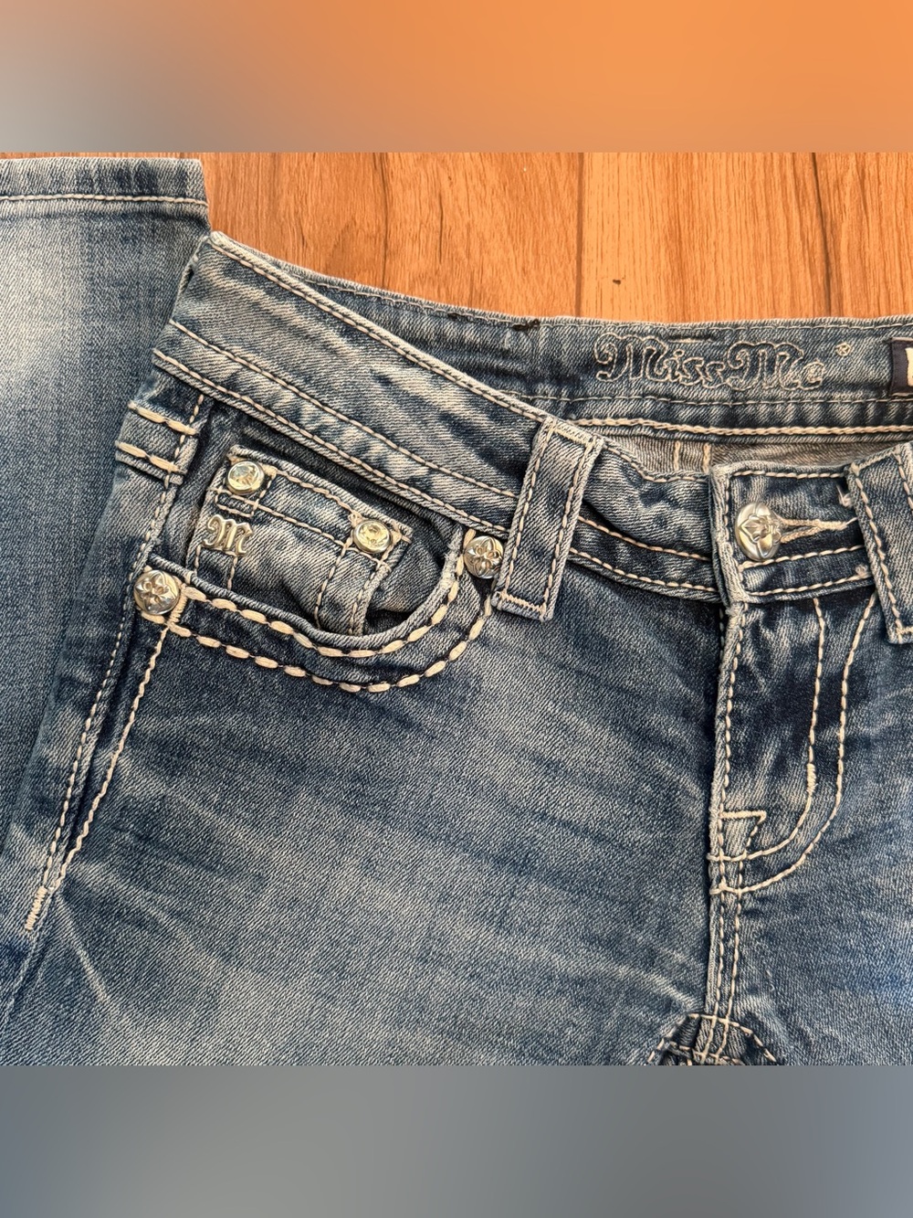 Miss Me Skinny Blue Jeans Sequins Women Size 25 Embleished - Picture 3 of 8